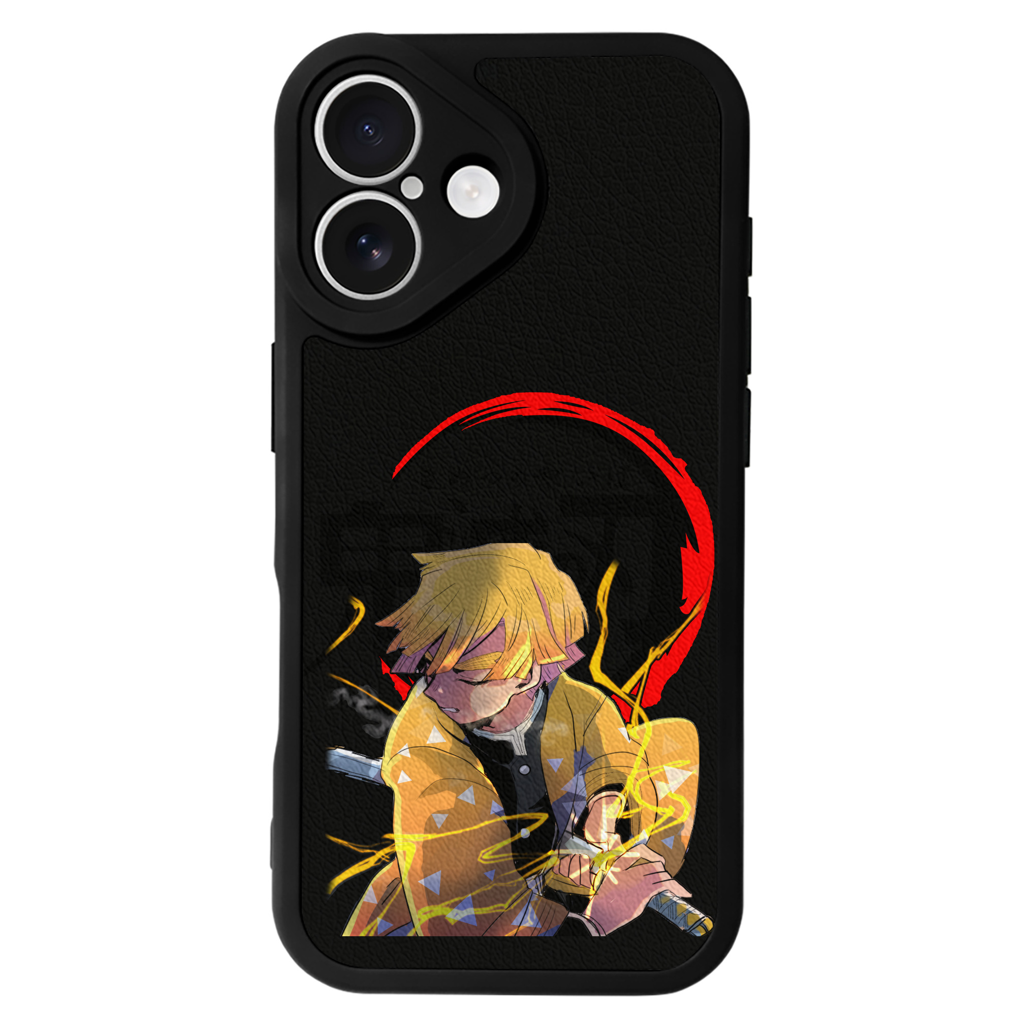 （画像用） 鬼滅の刃（きめつのやいば）我妻 善逸／あがつま ぜんいつ Agatsuma Zenitsu 【iPhone 16シリーズ対応】シリコンスマホケース（レザー調） 材質：シリコン